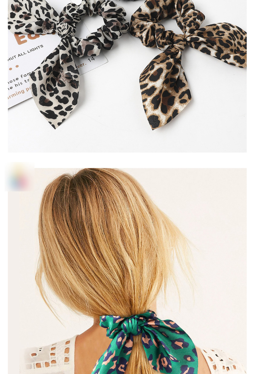 Fashion Small Cashew Rabbit Ears-navy Snake Leopard Print Chiffon Dovetail Bow Hair Rope,Hair Ring