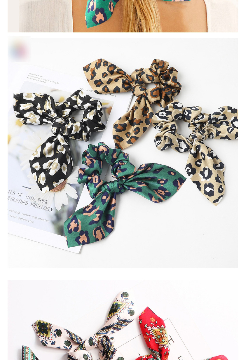 Fashion Small Cashew Rabbit Ears-red Snake Leopard Print Chiffon Dovetail Bow Hair Rope,Hair Ring