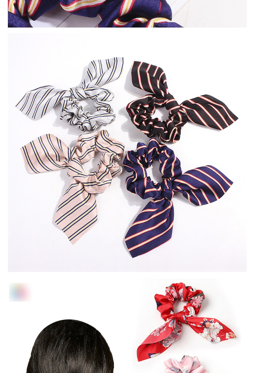 Fashion Satin Flower Bunny Ears-pink Snake Leopard Print Chiffon Dovetail Bow Hair Rope,Hair Ring