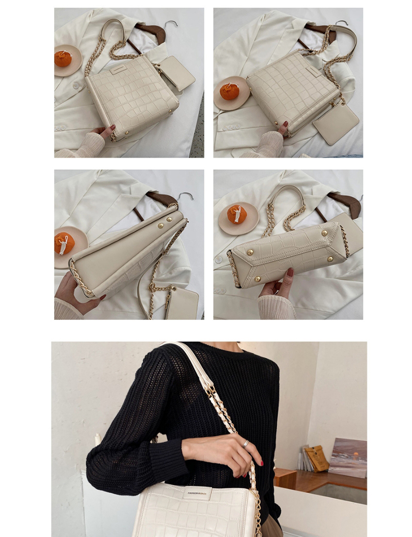 Fashion Coffee Color Stone Pattern Chain Solid Color One-shoulder Mother And Daughter Bag,Messenger bags