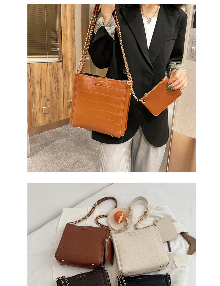 Fashion Brown Stone Pattern Chain Solid Color One-shoulder Mother And Daughter Bag,Messenger bags