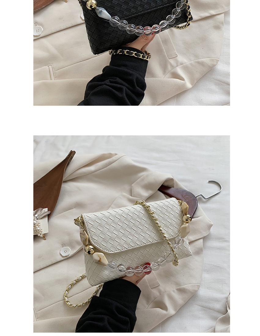 Fashion White Woven Chain Flap Solid Color Shoulder Bag,Messenger bags