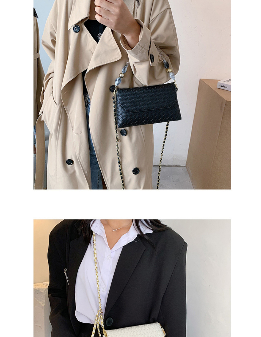 Fashion White Woven Chain Flap Solid Color Shoulder Bag,Messenger bags