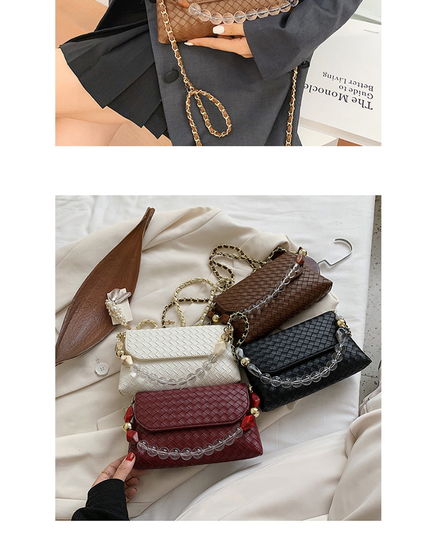 Fashion Black Woven Chain Flap Solid Color Shoulder Bag,Messenger bags