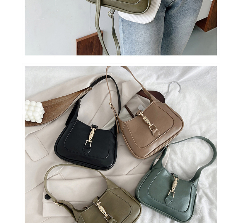 Fashion Black Lock Stitching Solid Color Shoulder Bag,Messenger bags