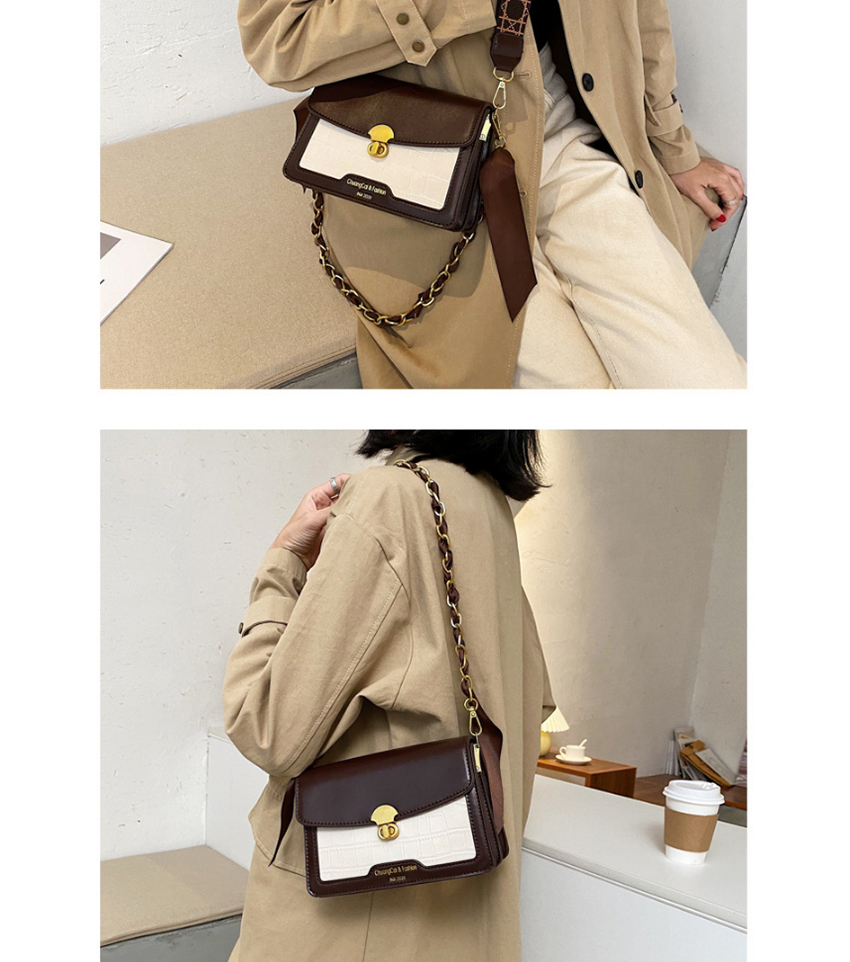 Fashion Black Broadband Chain Stitching Contrast Color Crossbody Shoulder Bag,Messenger bags