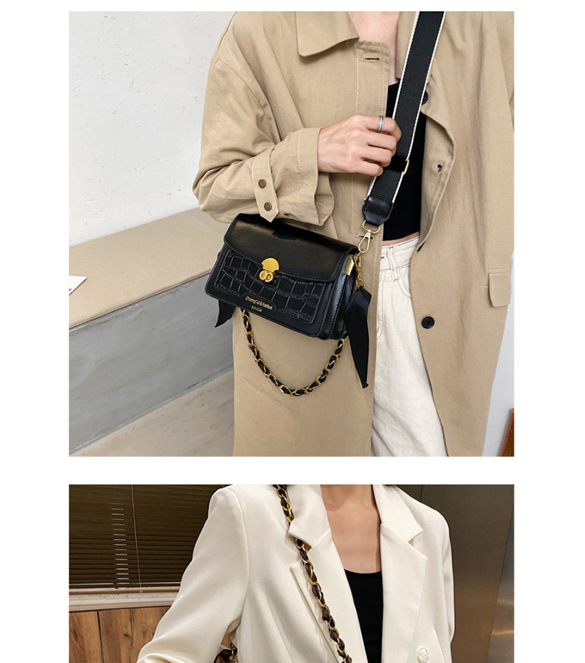Fashion Black Broadband Chain Stitching Contrast Color Crossbody Shoulder Bag,Messenger bags