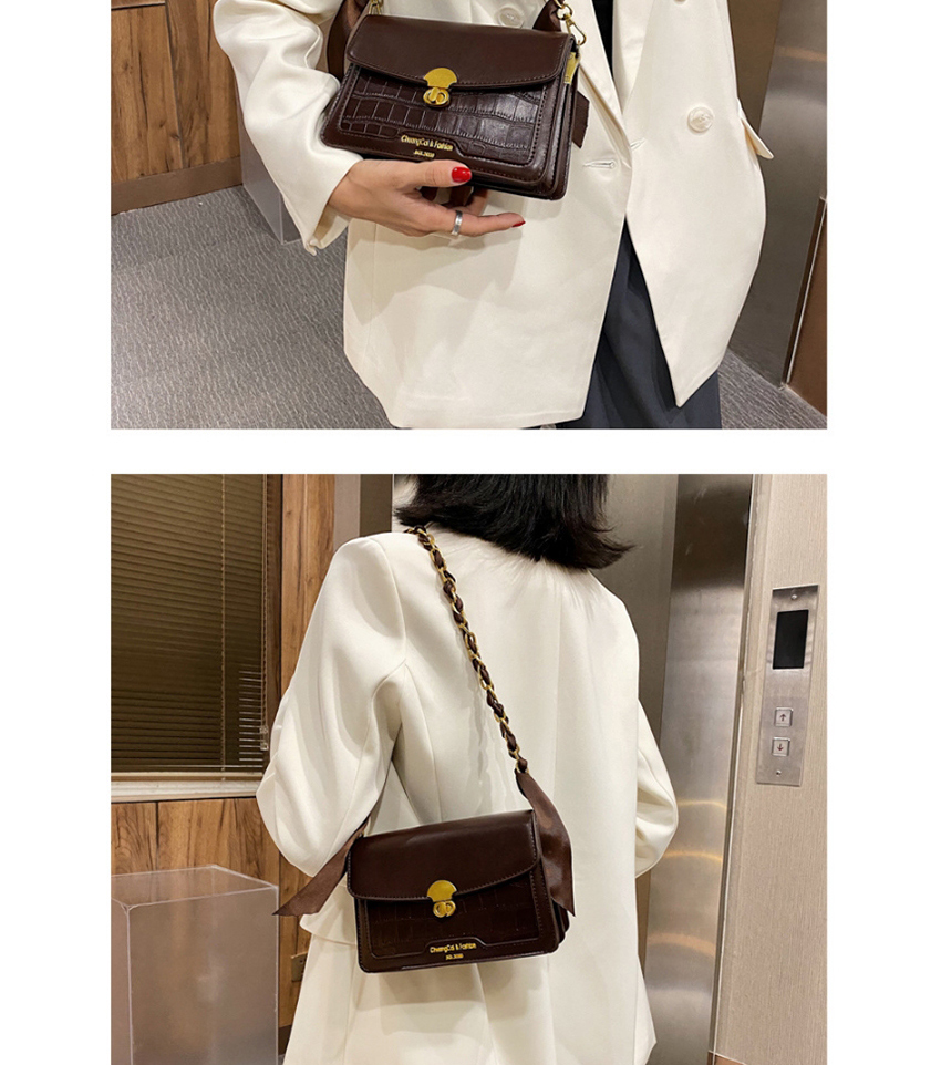 Fashion Red Wine Broadband Chain Stitching Contrast Color Crossbody Shoulder Bag,Messenger bags