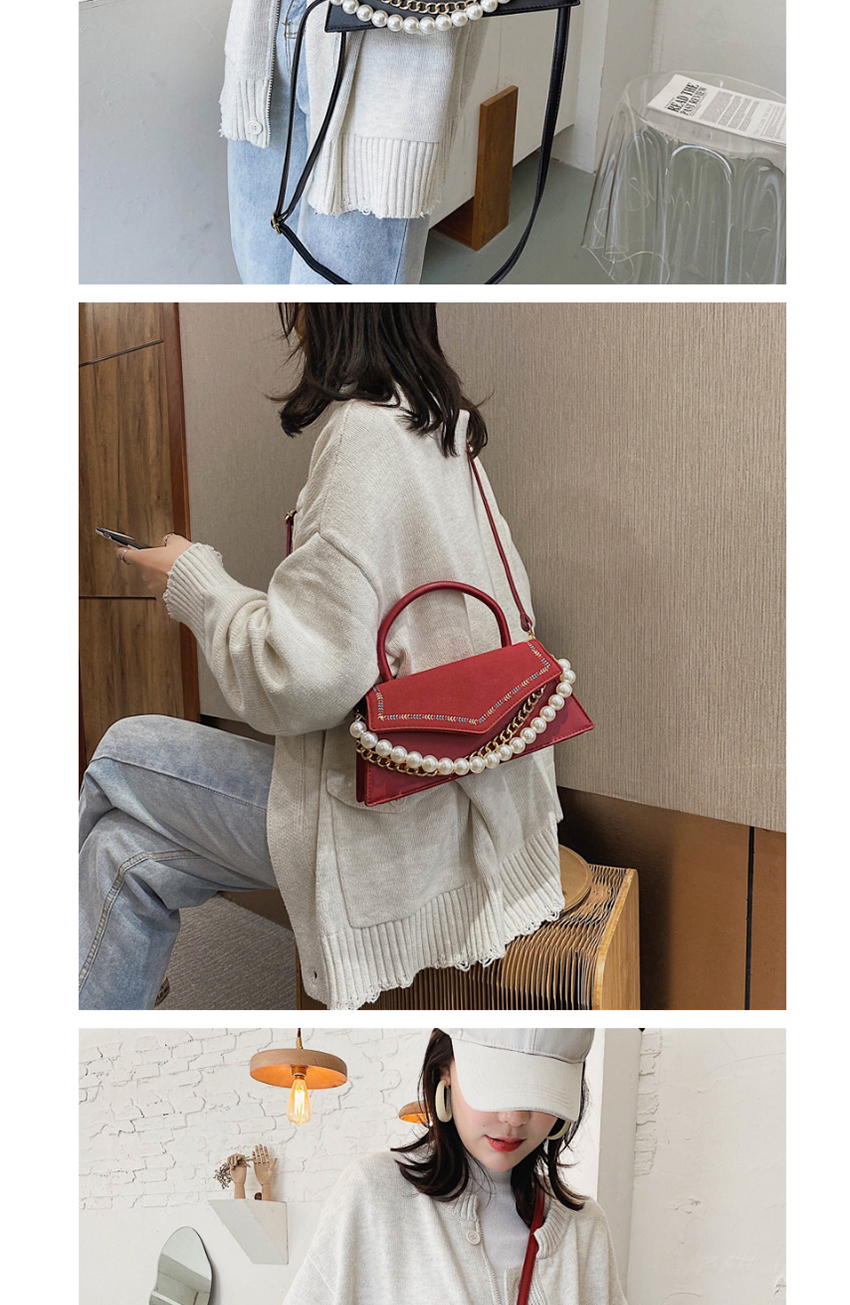 Fashion Red Pearl Chain Embroidery Thread Flap Crossbody Shoulder Bag,Messenger bags