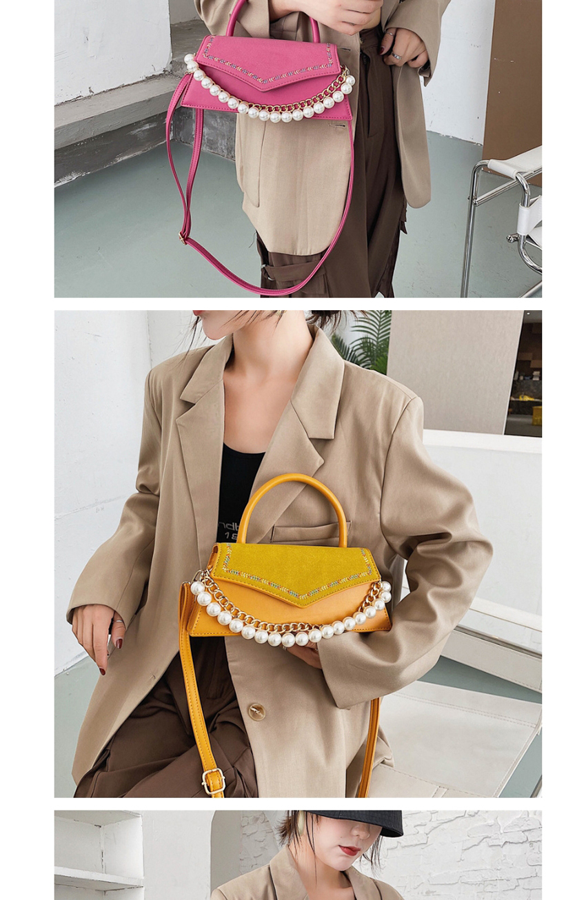 Fashion Pink Pearl Chain Embroidery Thread Flap Crossbody Shoulder Bag,Messenger bags