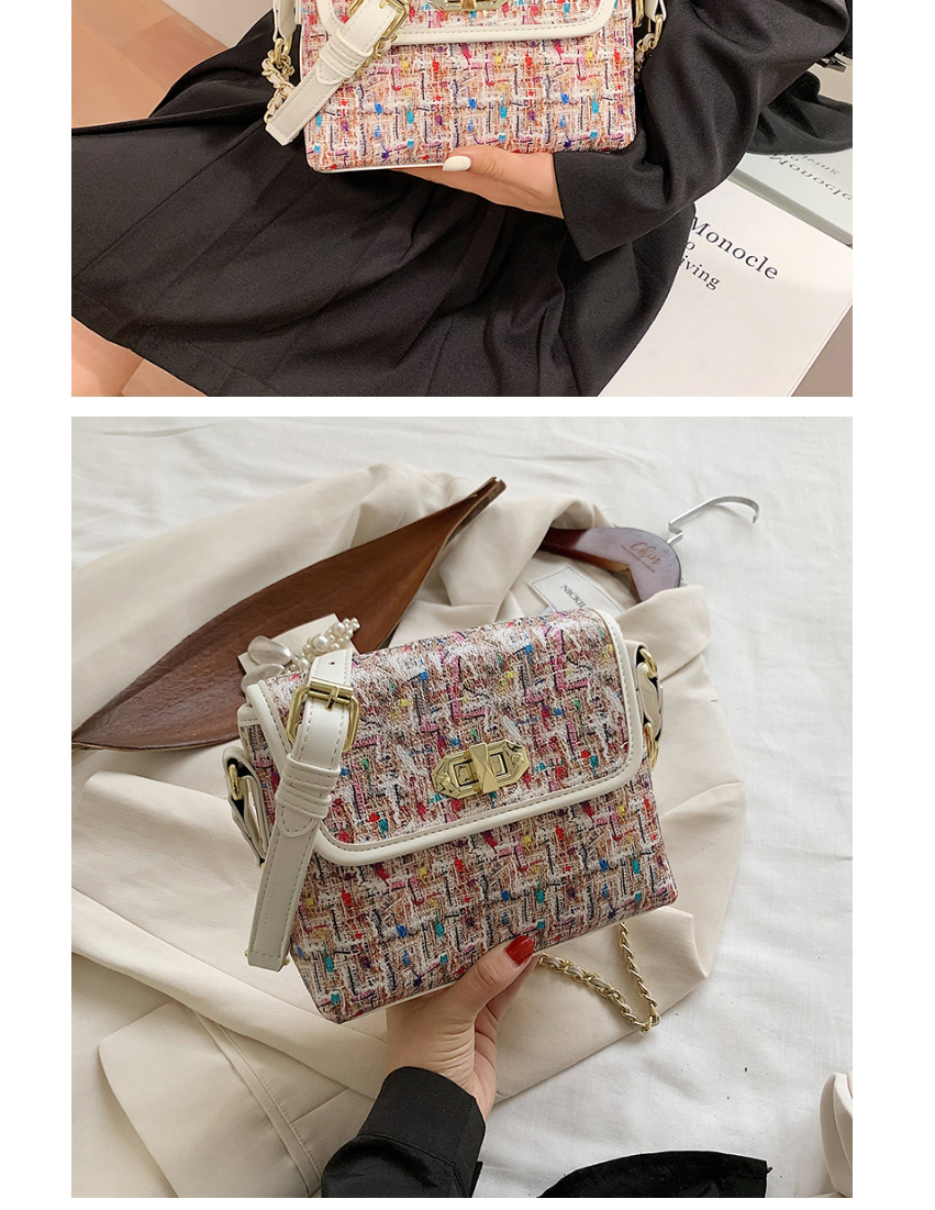 Fashion Red Striped Chain Lock Diagonal Shoulder Bag,Messenger bags