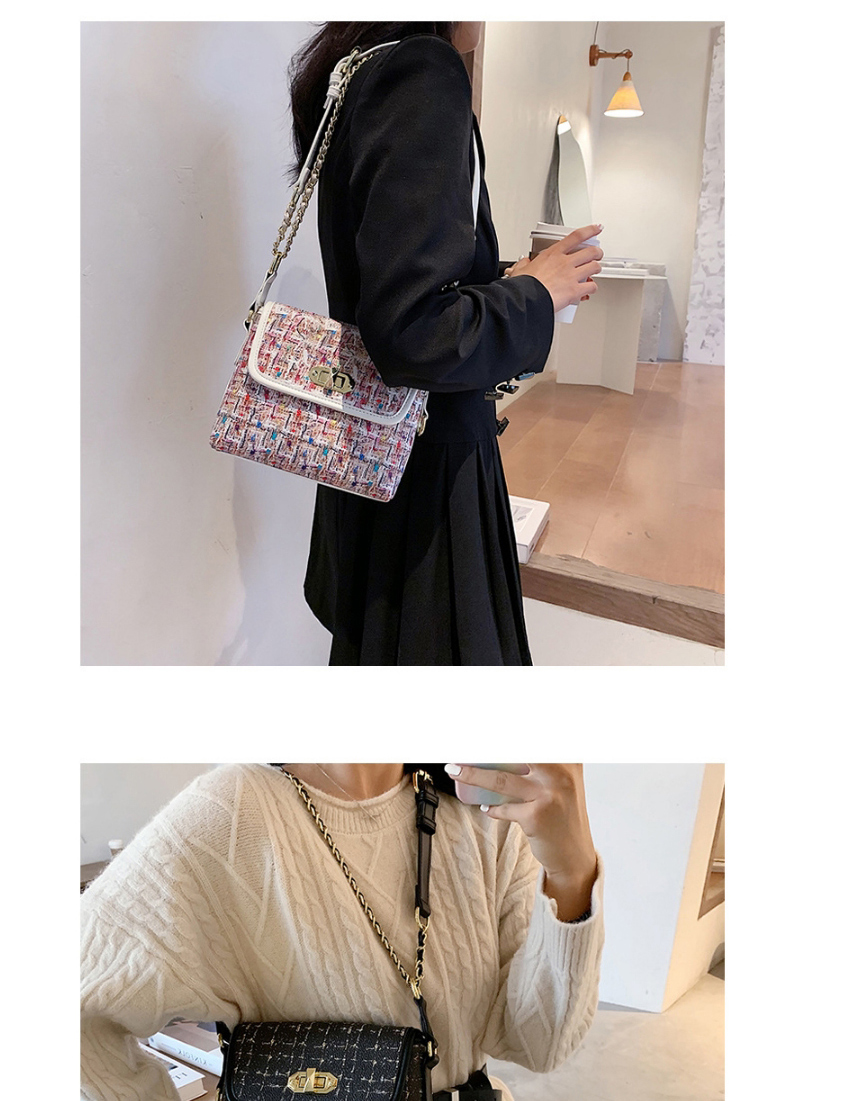 Fashion Color Striped Chain Lock Diagonal Shoulder Bag,Messenger bags