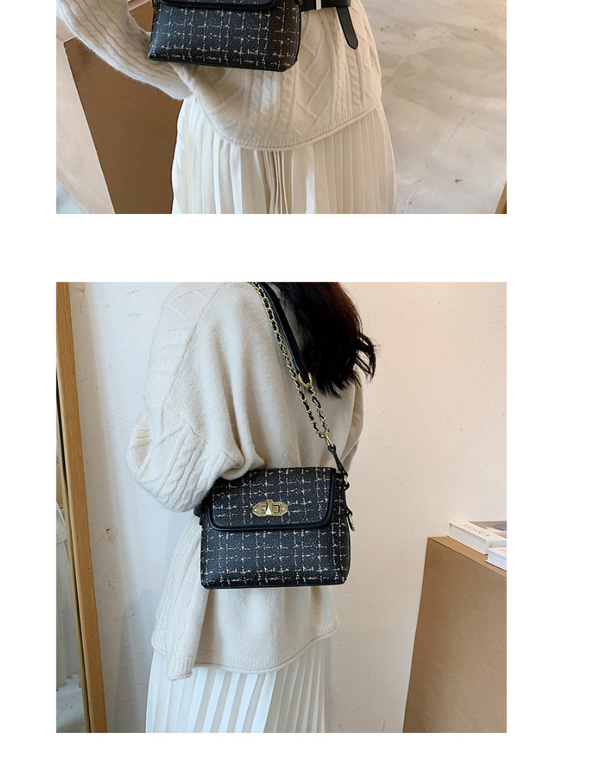 Fashion White Striped Chain Lock Diagonal Shoulder Bag,Messenger bags