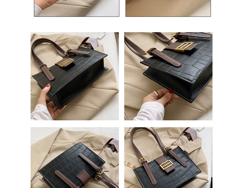 Fashion White Contrast Stone Pattern Lock Diagonal Shoulder Bag,Messenger bags