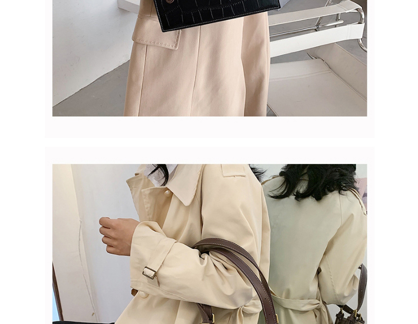 Fashion Khaki Contrast Stone Pattern Lock Diagonal Shoulder Bag,Messenger bags
