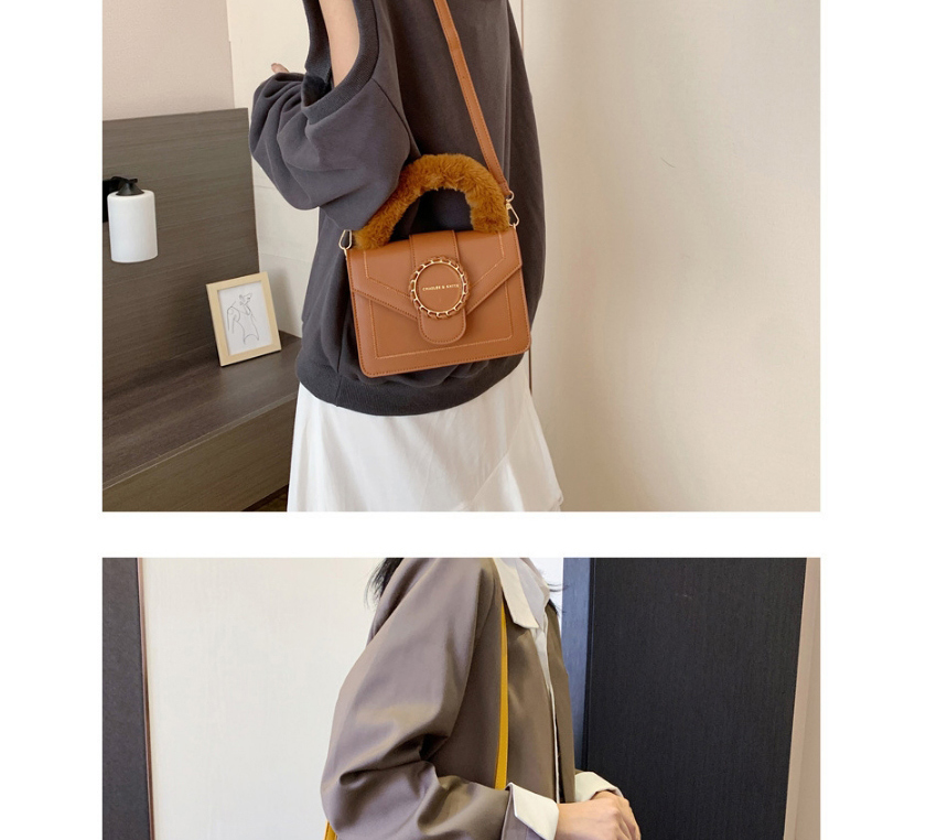 Fashion Khaki Lock Flap Embroidered Thread Crossbody Shoulder Bag,Messenger bags