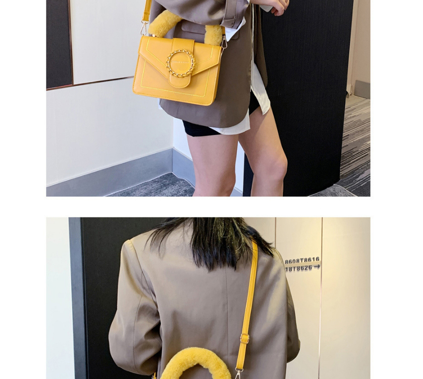 Fashion Yellow Lock Flap Embroidered Thread Crossbody Shoulder Bag,Messenger bags