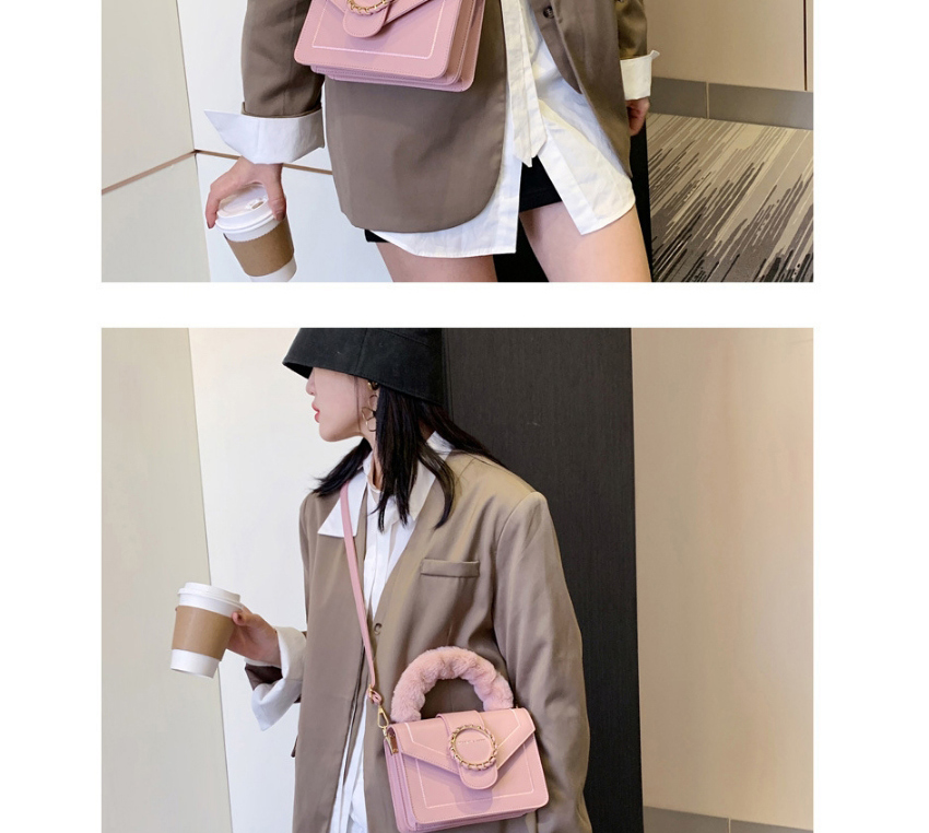 Fashion Pink Lock Flap Embroidered Thread Crossbody Shoulder Bag,Messenger bags