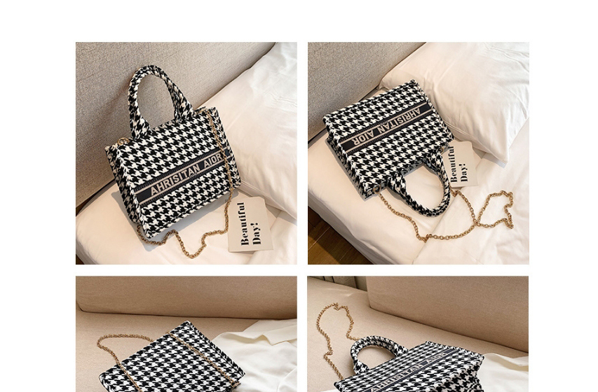 Fashion Small Blue Check Chain Print Shoulder Bag,Messenger bags