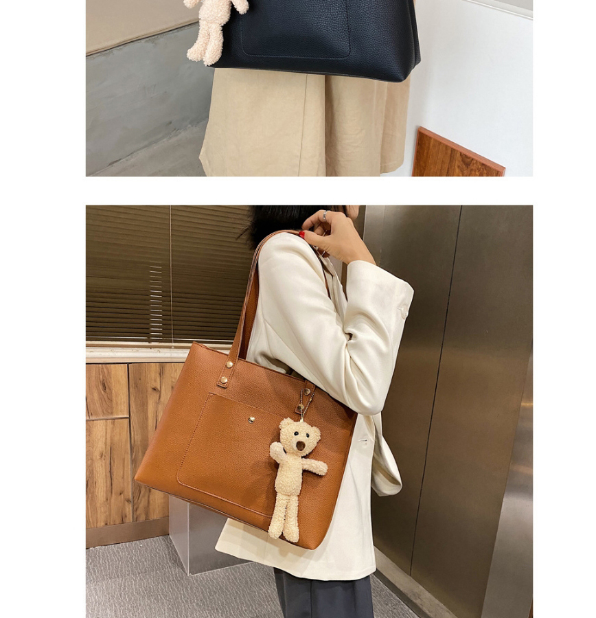 Fashion Brown Stitching Solid Color Large-capacity Single-shoulder Mother And Daughter Bag,Messenger bags