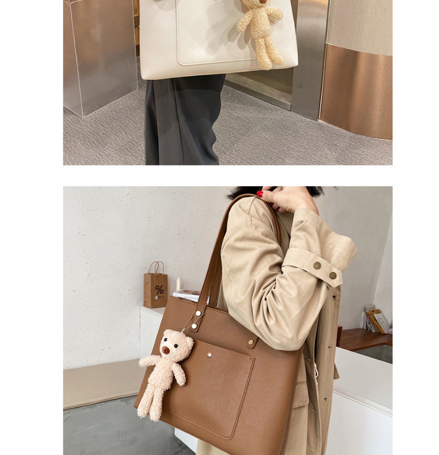 Fashion Brown Stitching Solid Color Large-capacity Single-shoulder Mother And Daughter Bag,Messenger bags