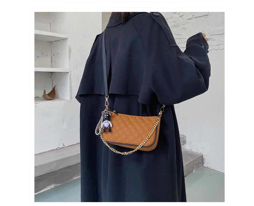 Fashion Khaki Embroidered Chain Edging Diagonal Shoulder Bag,Messenger bags