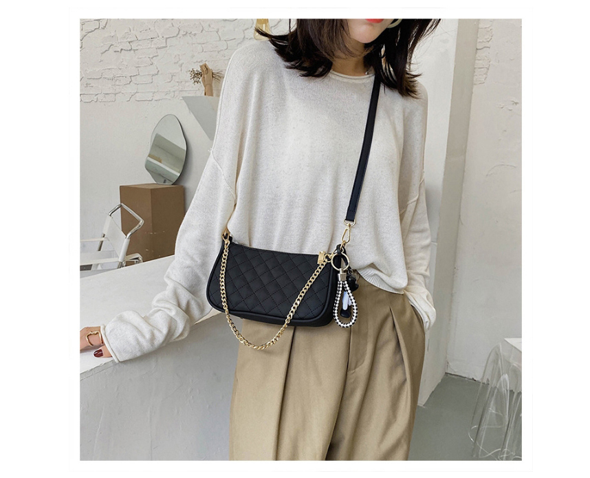 Fashion White Embroidered Chain Edging Diagonal Shoulder Bag,Messenger bags