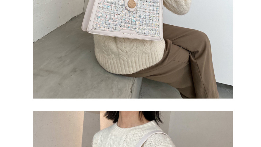 Fashion Beige Stitching Woolen Bronzing Letters Crossbody Shoulder Bag,Messenger bags