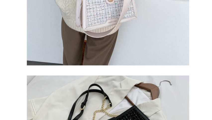 Fashion Black Stitching Woolen Bronzing Letters Crossbody Shoulder Bag,Messenger bags