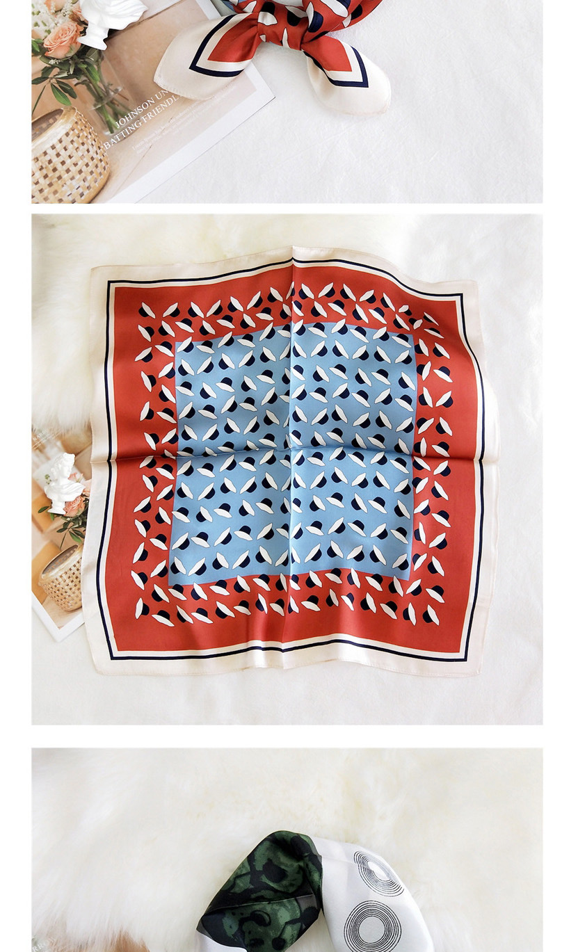 Fashion Peach Heart Yanmi Mulberry Silk Print Geometric Knotted Small Square Scarf,Thin Scaves