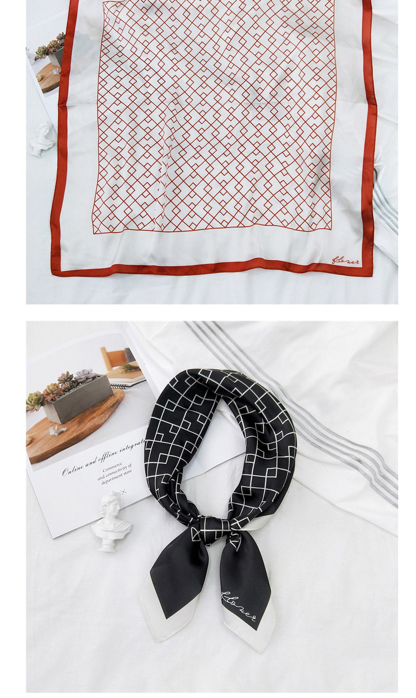 Fashion Mirror Grey Striped Silk Imitation Printing Geometric Small Square Scarf,Thin Scaves