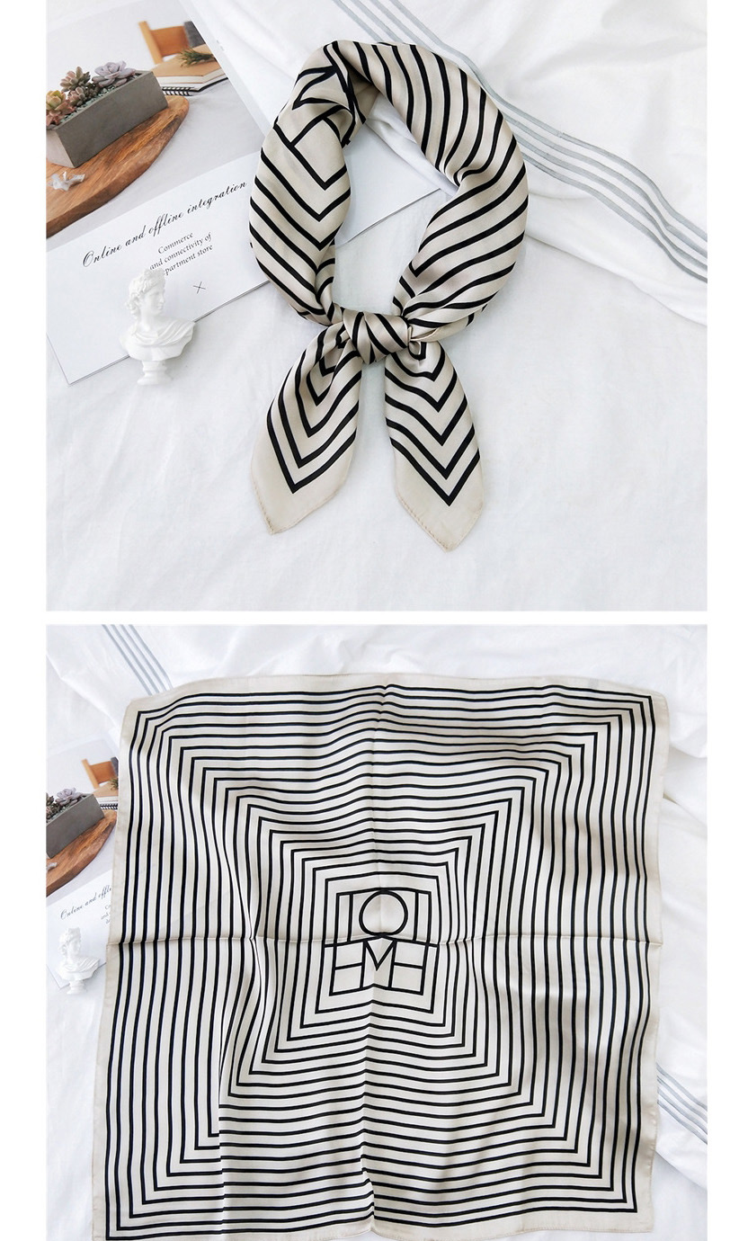 Fashion Navy Blue Striped Silk Imitation Printing Geometric Small Square Scarf,Thin Scaves