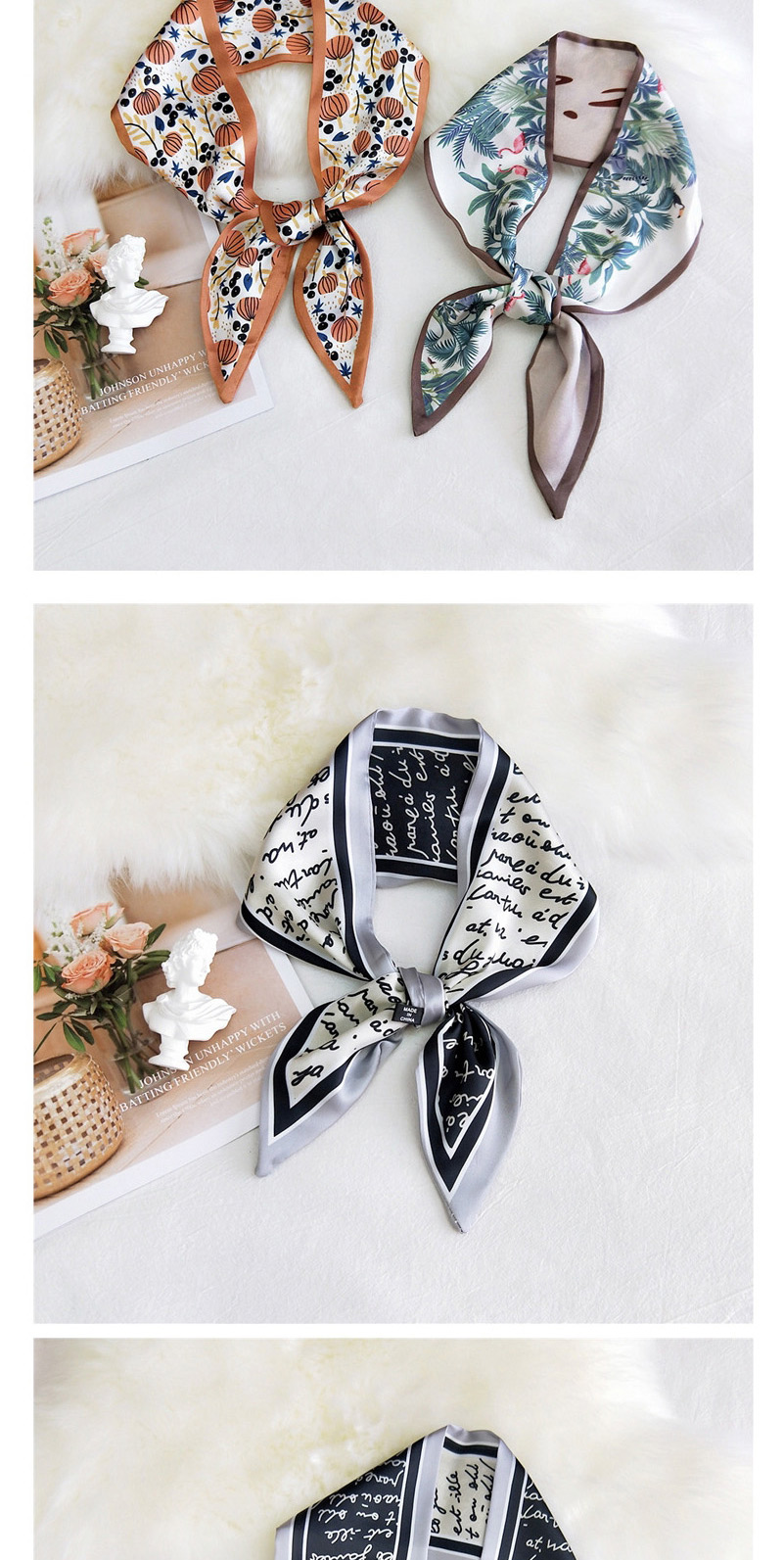 Fashion Love Blue Double-sided Sharp Corners Narrow Strip Printing Small Scarf,Thin Scaves