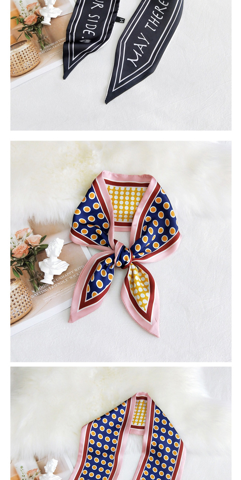 Fashion Smile Tangerine Double-sided Sharp Corners Narrow Strip Printing Small Scarf,Thin Scaves
