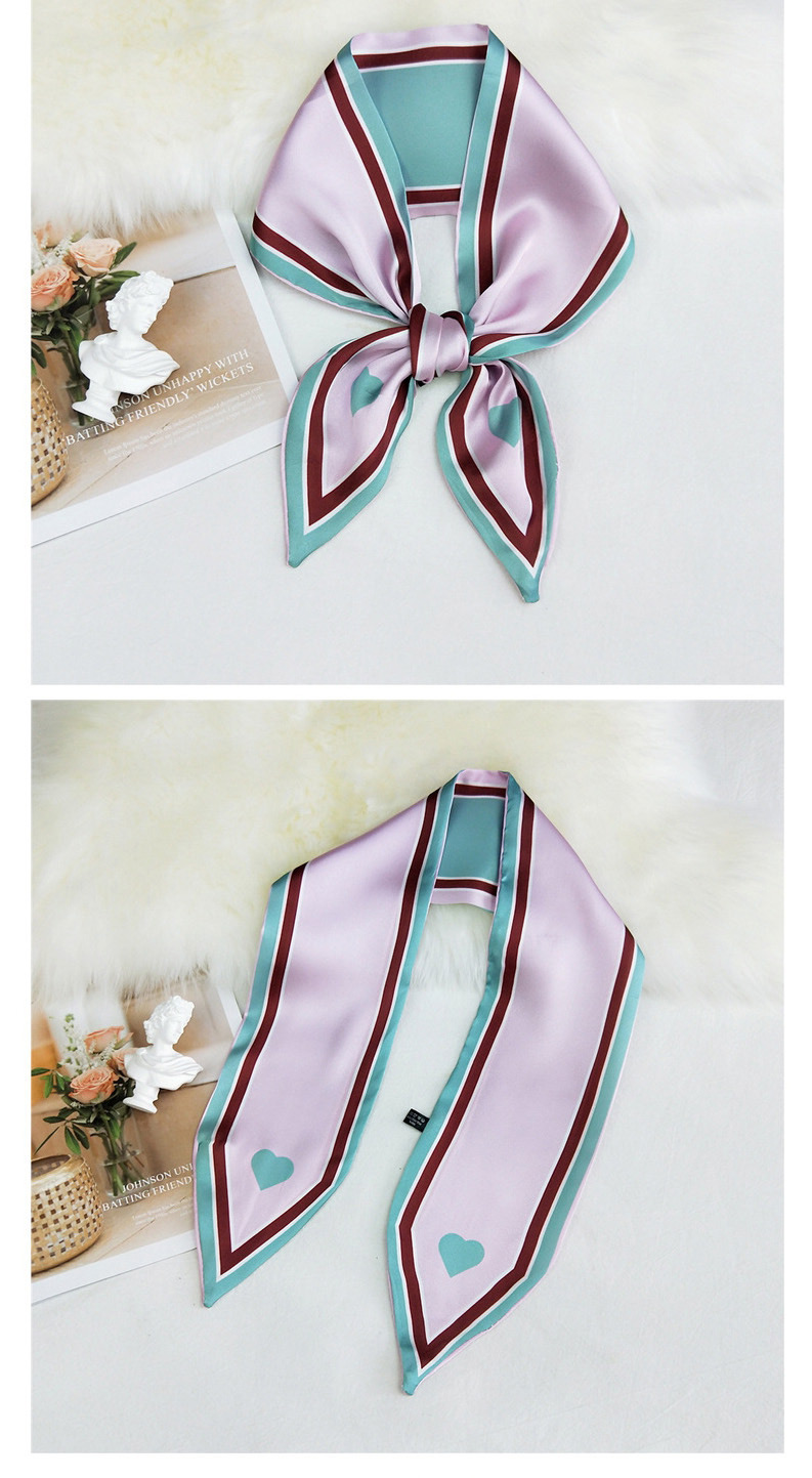 Fashion Small Flower Color Grid Powder Love Pointed Ribbon Printed Narrow Long Multifunctional Scarf,Thin Scaves