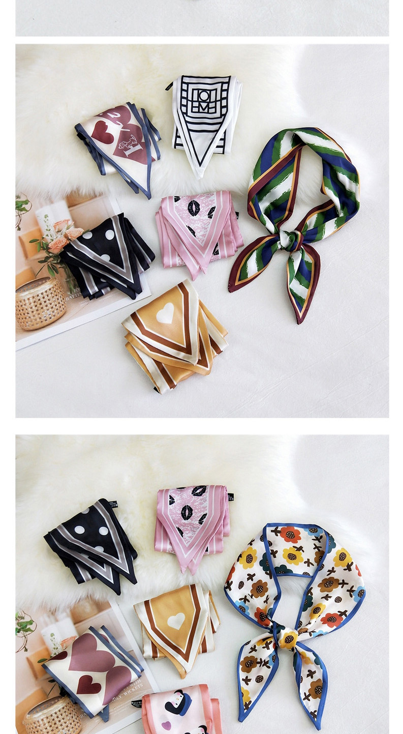 Fashion White Lips Love Pointed Ribbon Printed Narrow Long Multifunctional Scarf,Thin Scaves