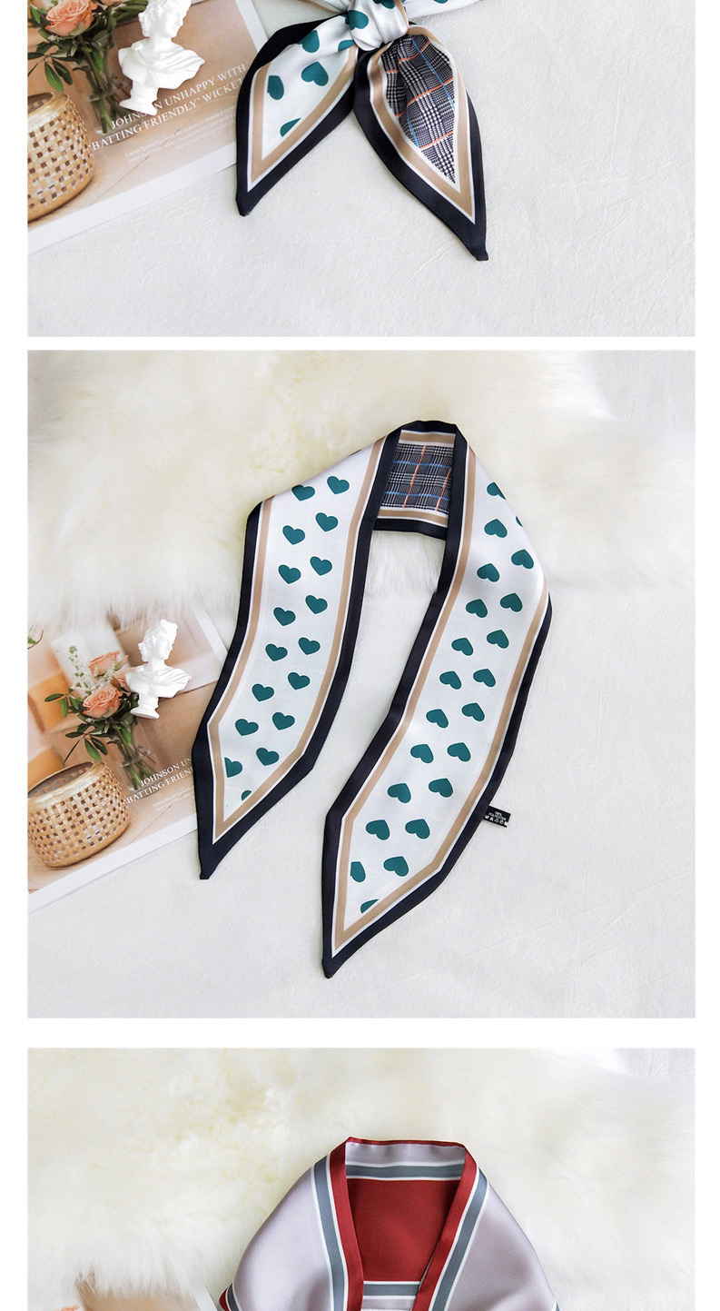 Fashion Floral Green Love Pointed Ribbon Printed Narrow Long Multifunctional Scarf,Thin Scaves