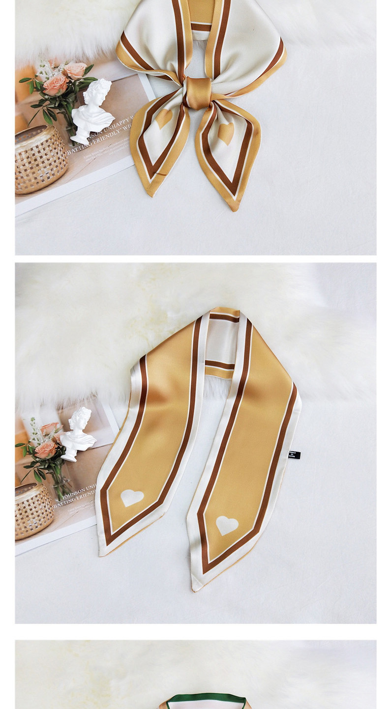 Fashion Shower Beige Love Pointed Ribbon Printed Narrow Long Multifunctional Scarf,Thin Scaves