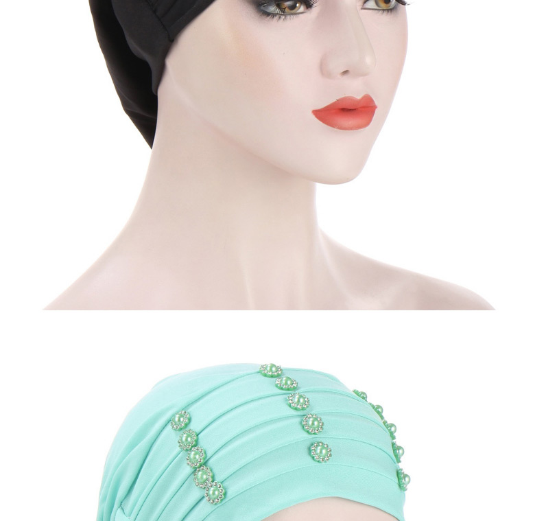 Fashion Mint Green Crystal Linen Discount Order Flower Head Scarf Hat,Beanies&Others