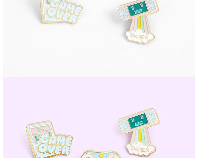 Fashion Game Console Pink Cat Game Machine Dripping Oil Geometric Alloy Brooch,Korean Brooches