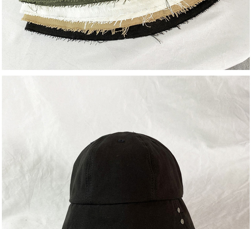 Fashion Black Solid Color Stitching Fisherman Hat With Buttons And Raw Edges,Sun Hats