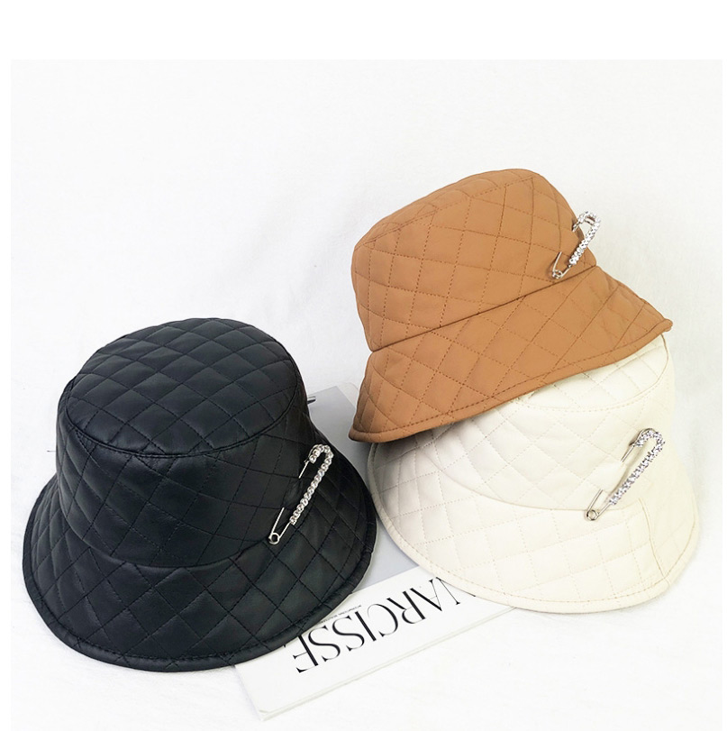 Fashion Beige Down Lightweight Fabric Checked Paperclip Fisherman Hat,Sun Hats