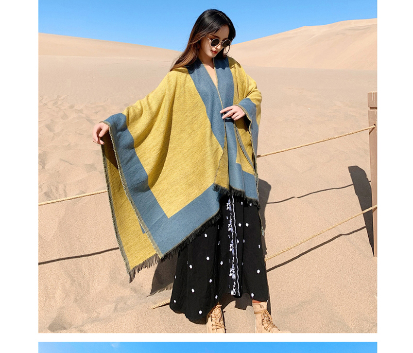 Fashion Scarlet Solid Color Border Knitted Imitation Cashmere Split Long Shawl,knitting Wool Scaves
