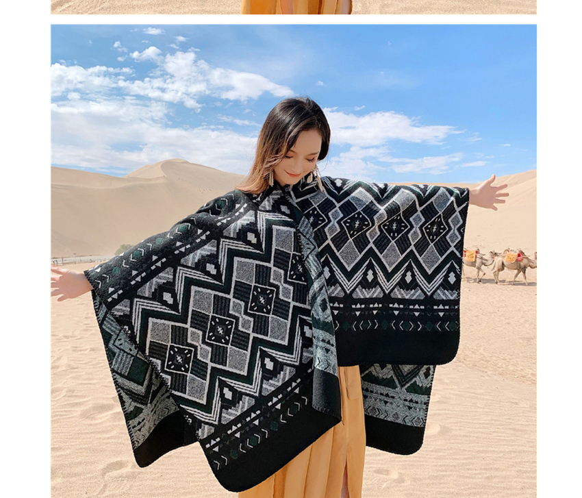 Fashion Natural Thickened Cashmere-like Geometric Shawl Cloak Dual-use,knitting Wool Scaves
