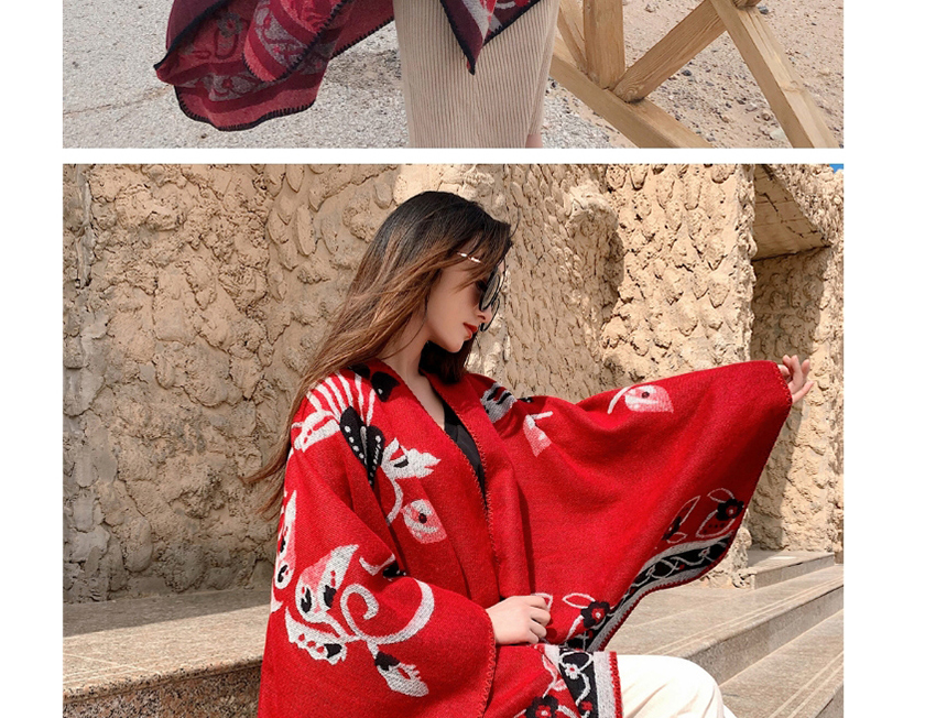 Fashion Turmeric Split Thick Warm Cashmere Cloak Shawl,knitting Wool Scaves