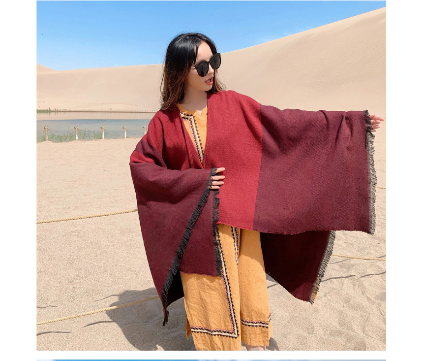 Fashion Water Blue Thick Knitted Cashmere Slit Long Shawl,knitting Wool Scaves