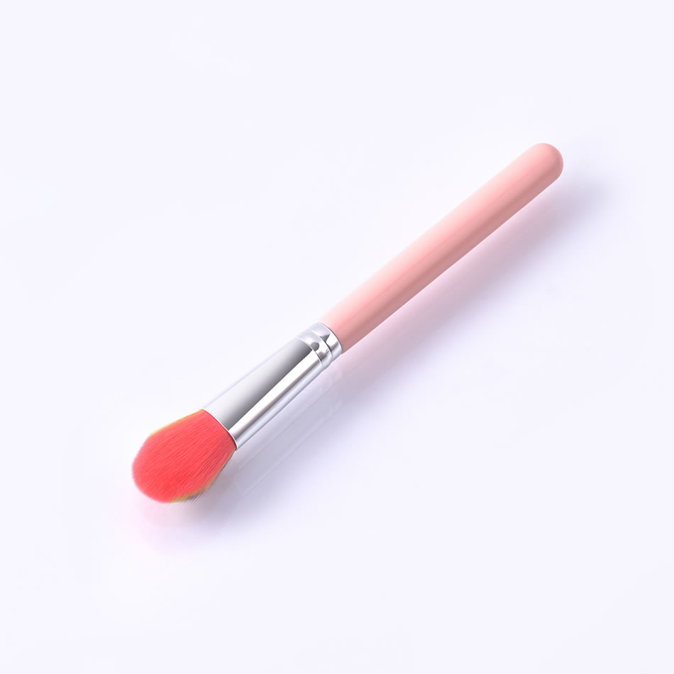 Fashion Single White Handle Big Fan Color Makeup Brush With Wooden Handle And Aluminum Tube Nylon Hair,Beauty tools