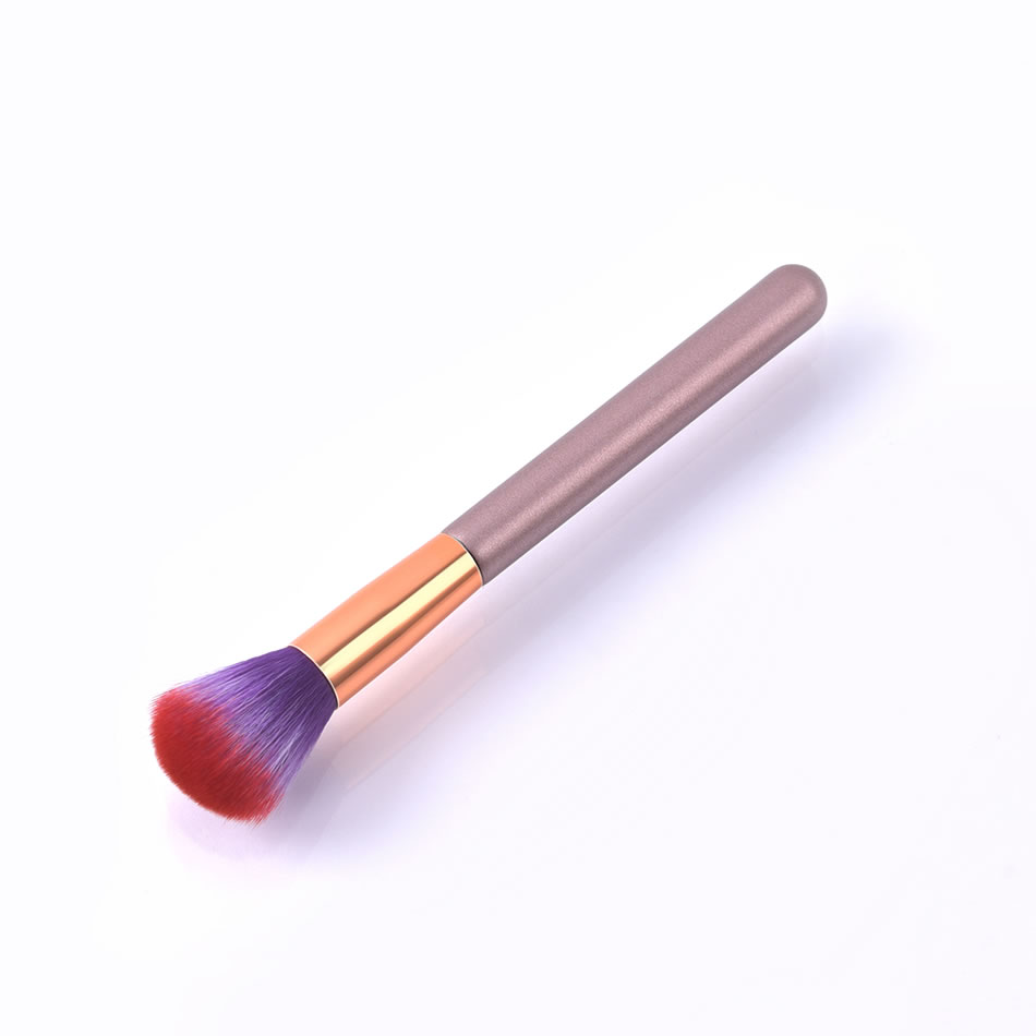 Fashion Single Champagne Gold Color Makeup Brush With Wooden Handle And Aluminum Tube Nylon Hair,Beauty tools