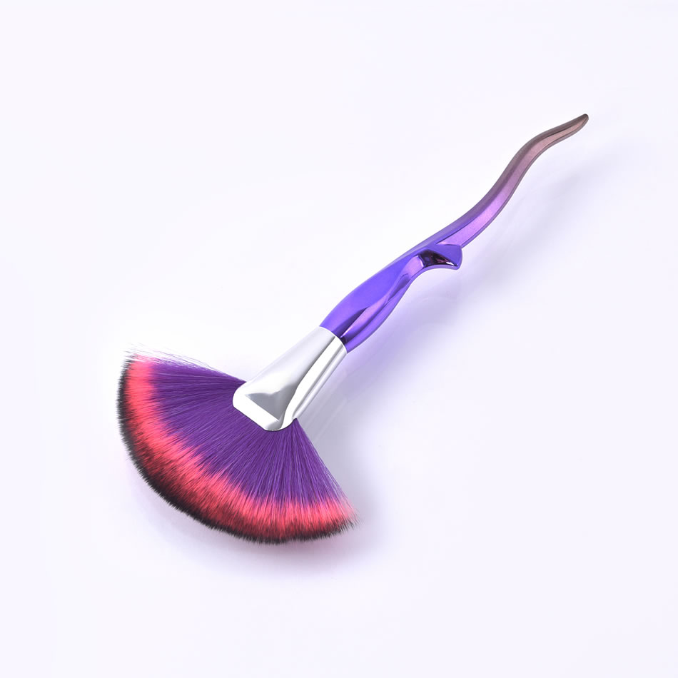 Fashion Single Branch-purple Black Hair Single Large Fan-shaped Cosmetic Brush With Plastic Handle And Aluminum Tube,Beauty tools