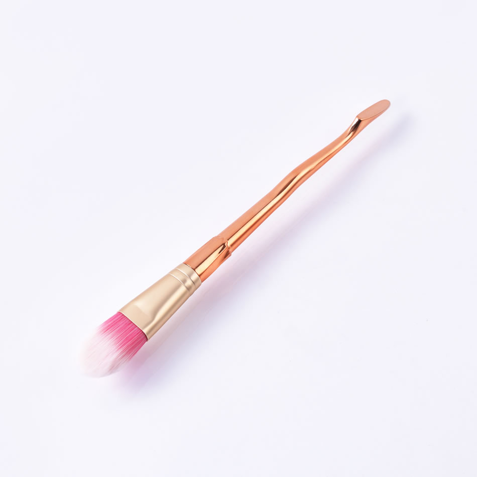 Fashion Single Rose Gold Wooden Handle Aluminum Tube Nylon Hair Foundation Brush,Beauty tools